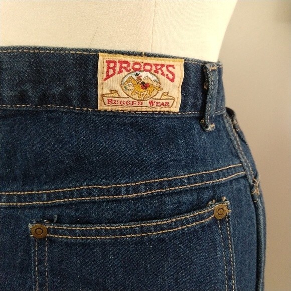 Vintage Brooks Rugged Wear Dark Wash Denim Skirt 28" Waist - Picture 7 of 8